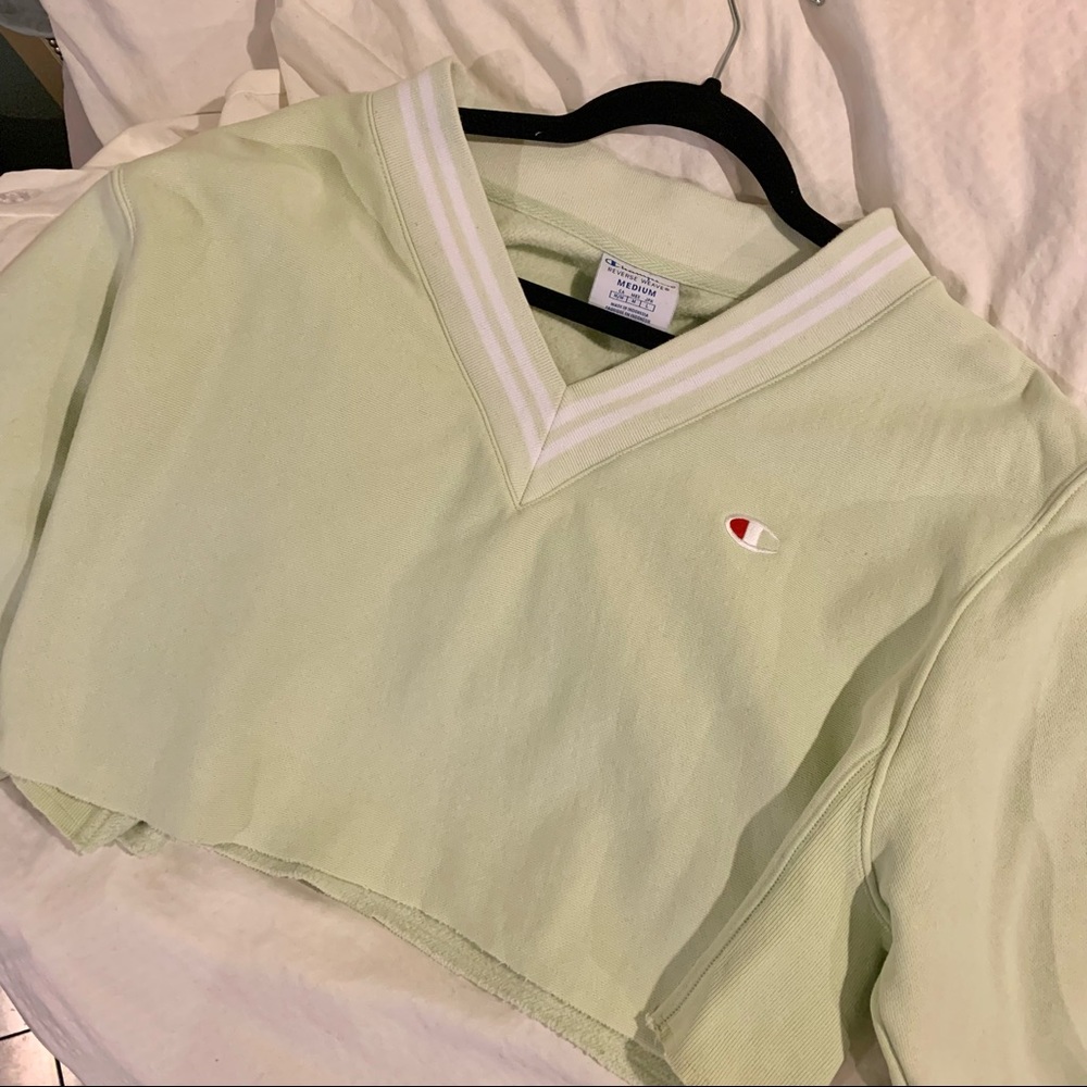 Champion Reverse Weave Light Green Varsity Crewneck